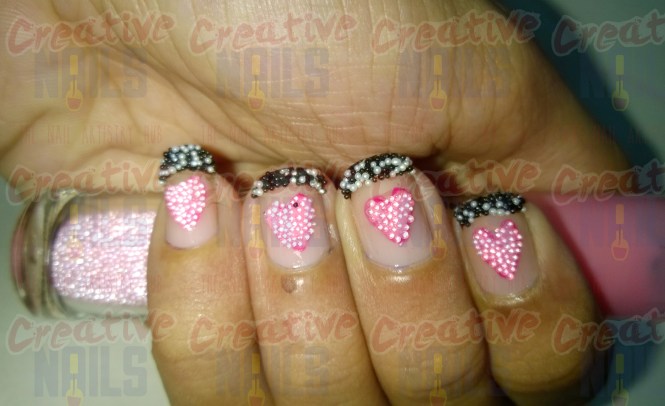 Heart Beats beads nail art