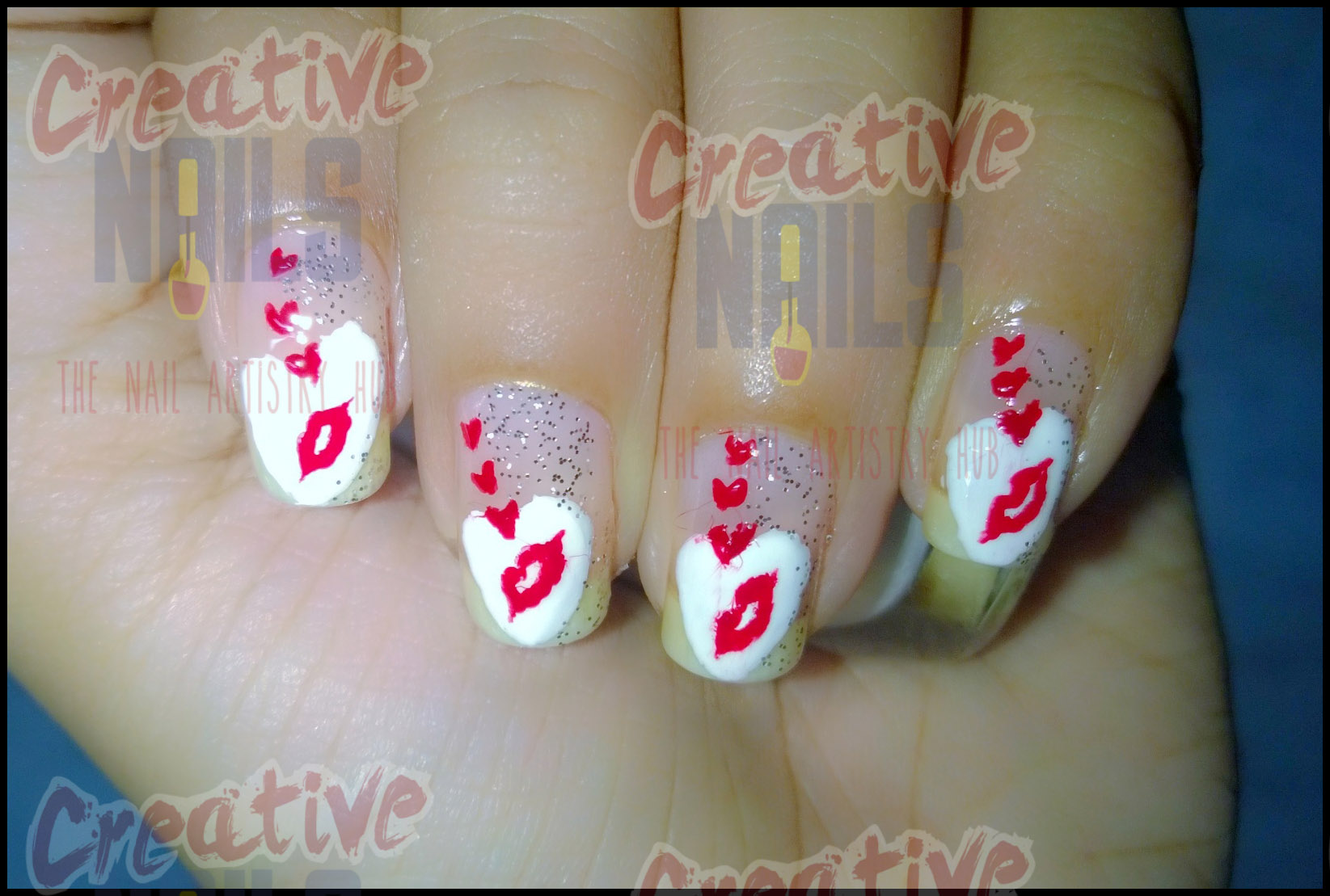 Kissing day nail art