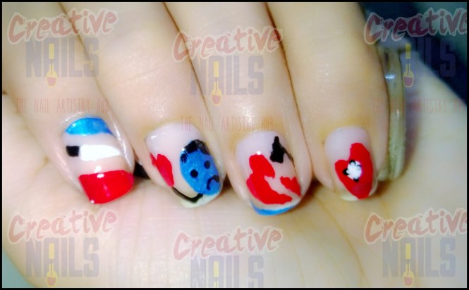 Smashed Heart Nail Design