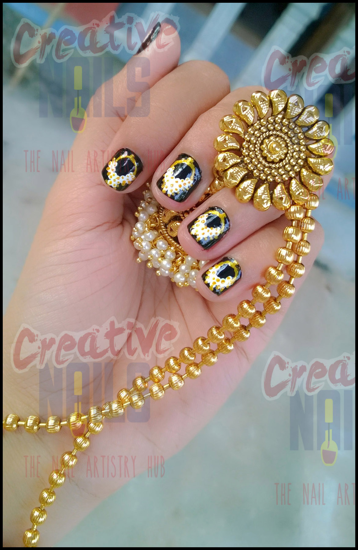 Jhumka on Nails