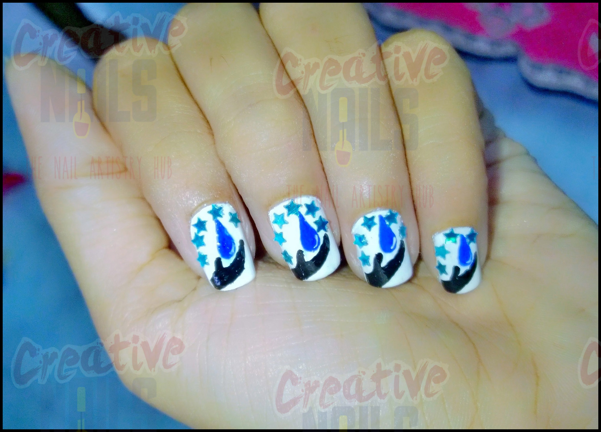 Save Water Nail Design
