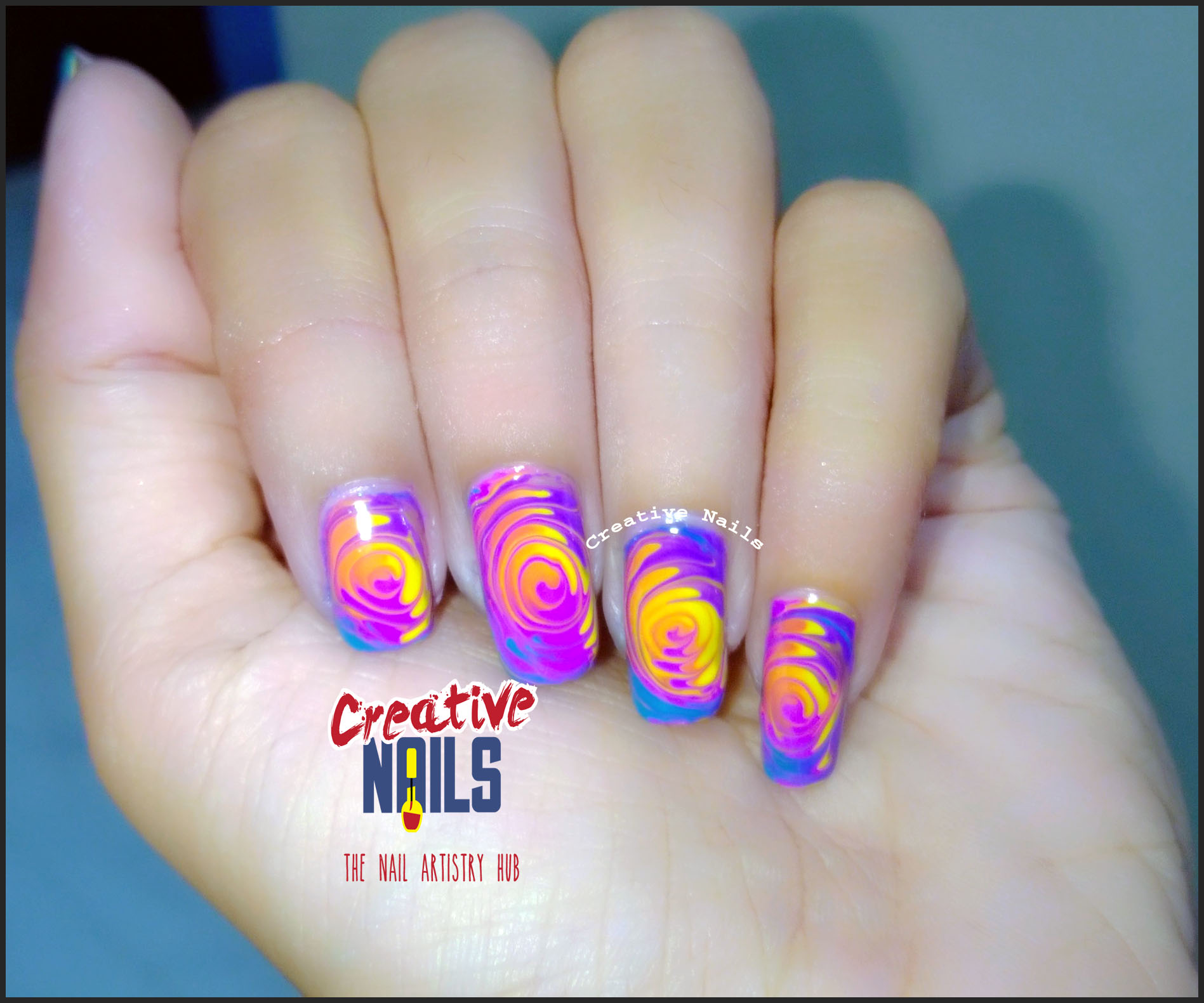 Swirl Nail Art For Holi