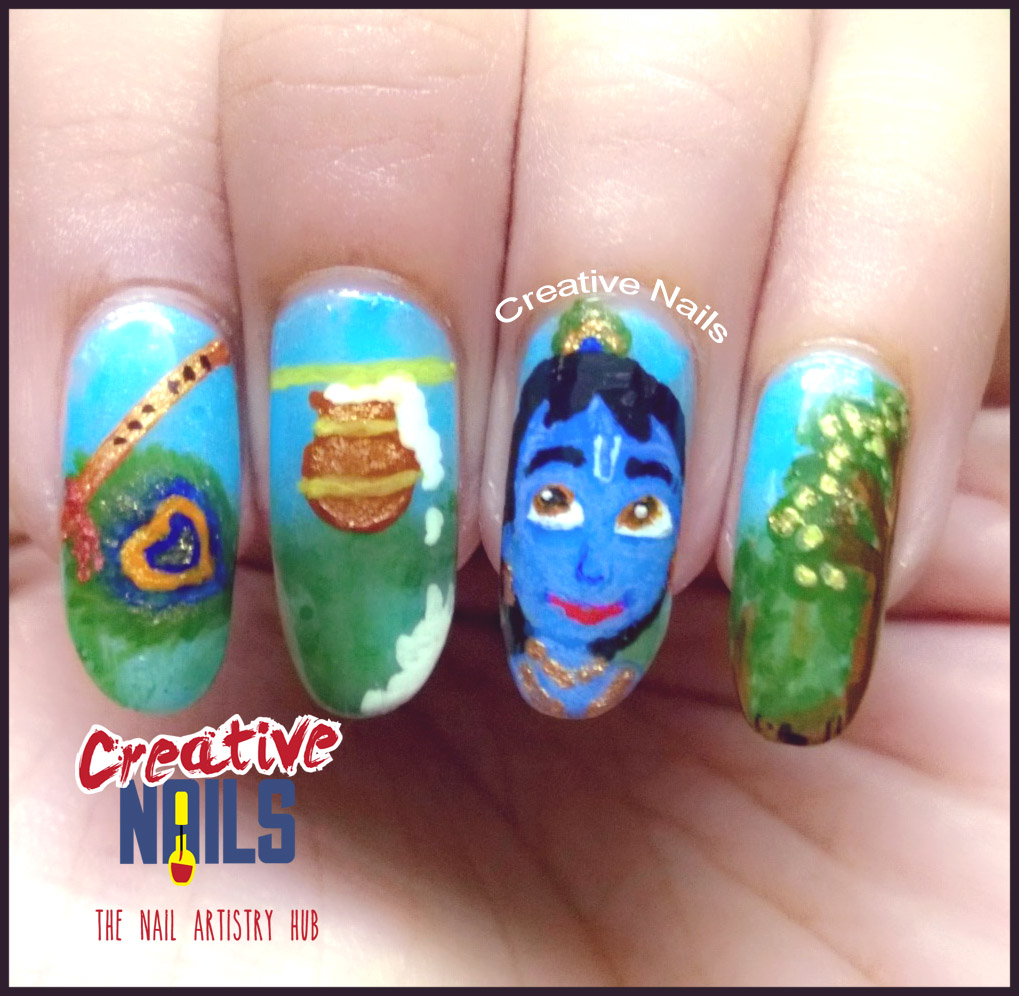 Sri Krishna Janmastami Nail Art