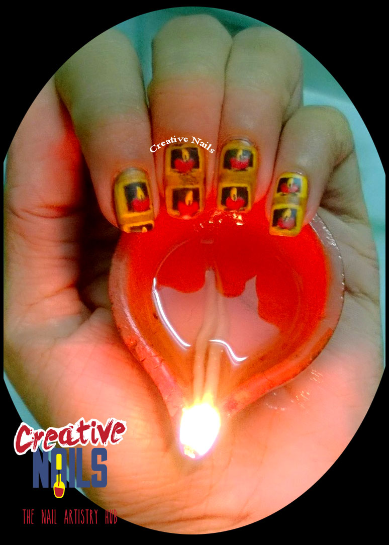 Diwali Diya Nail Art