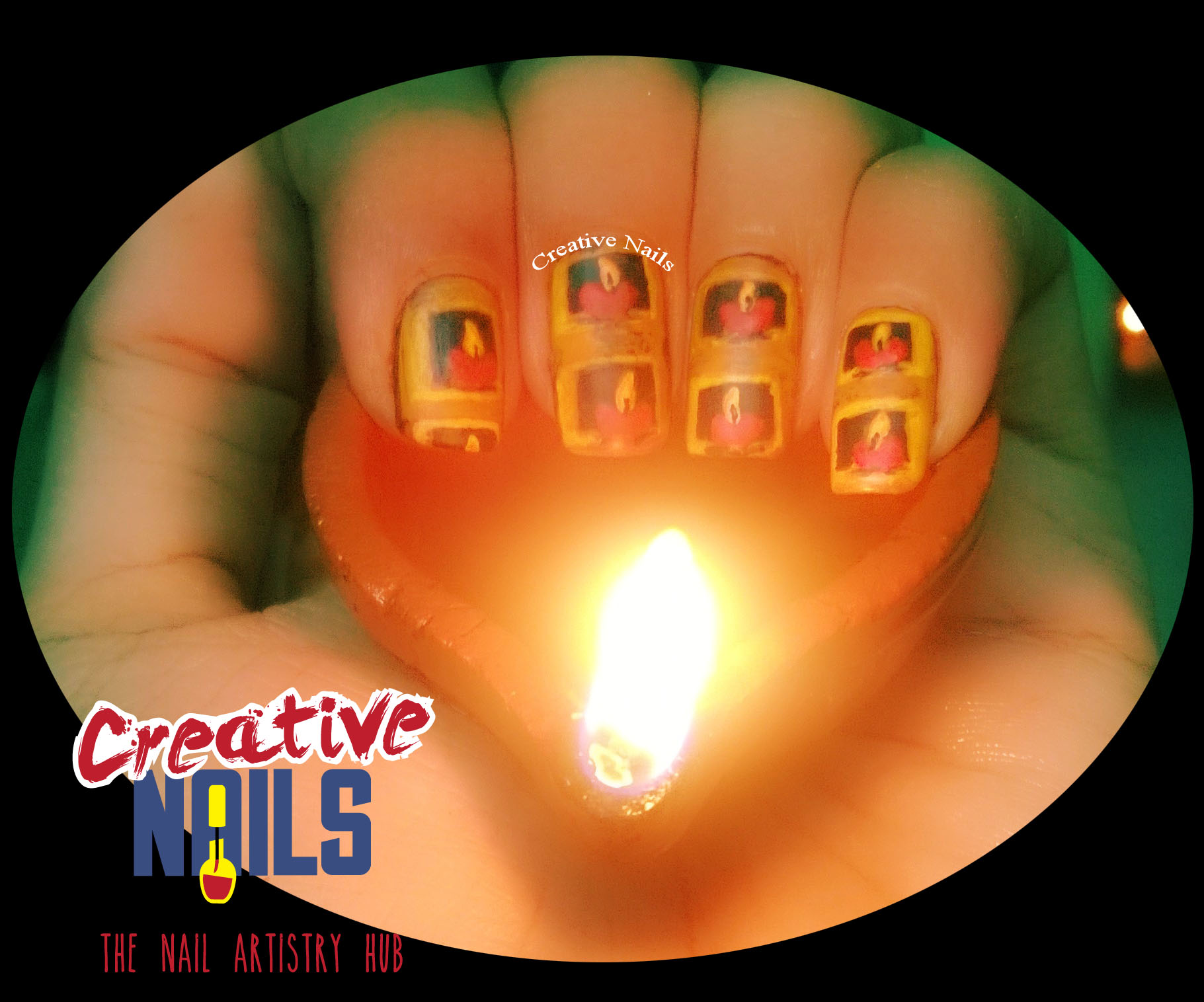 Diwali Diya Nail Art