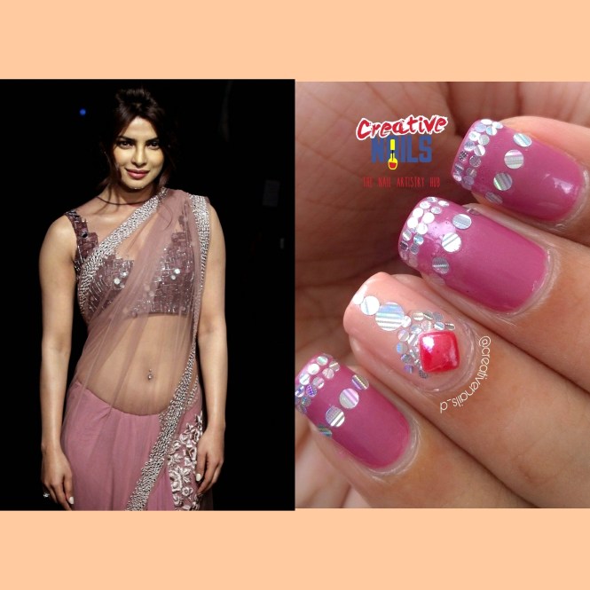 Priyanka Chopra Saree Matching Nail Art!