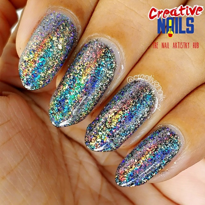 Holographic Flakies Nail Art Clicked In Sunlight