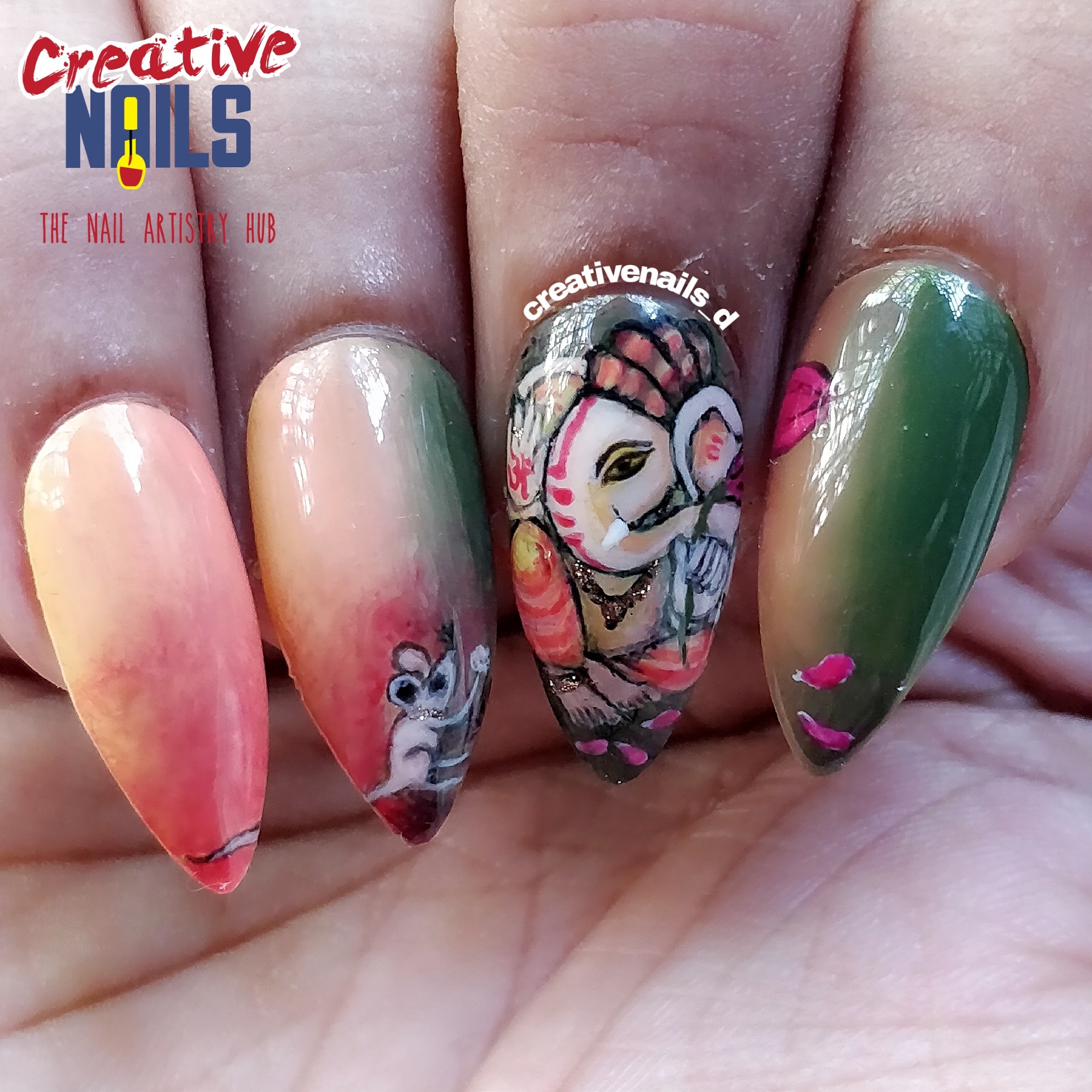 Ganesh Chaturthi Nail Art - 2019